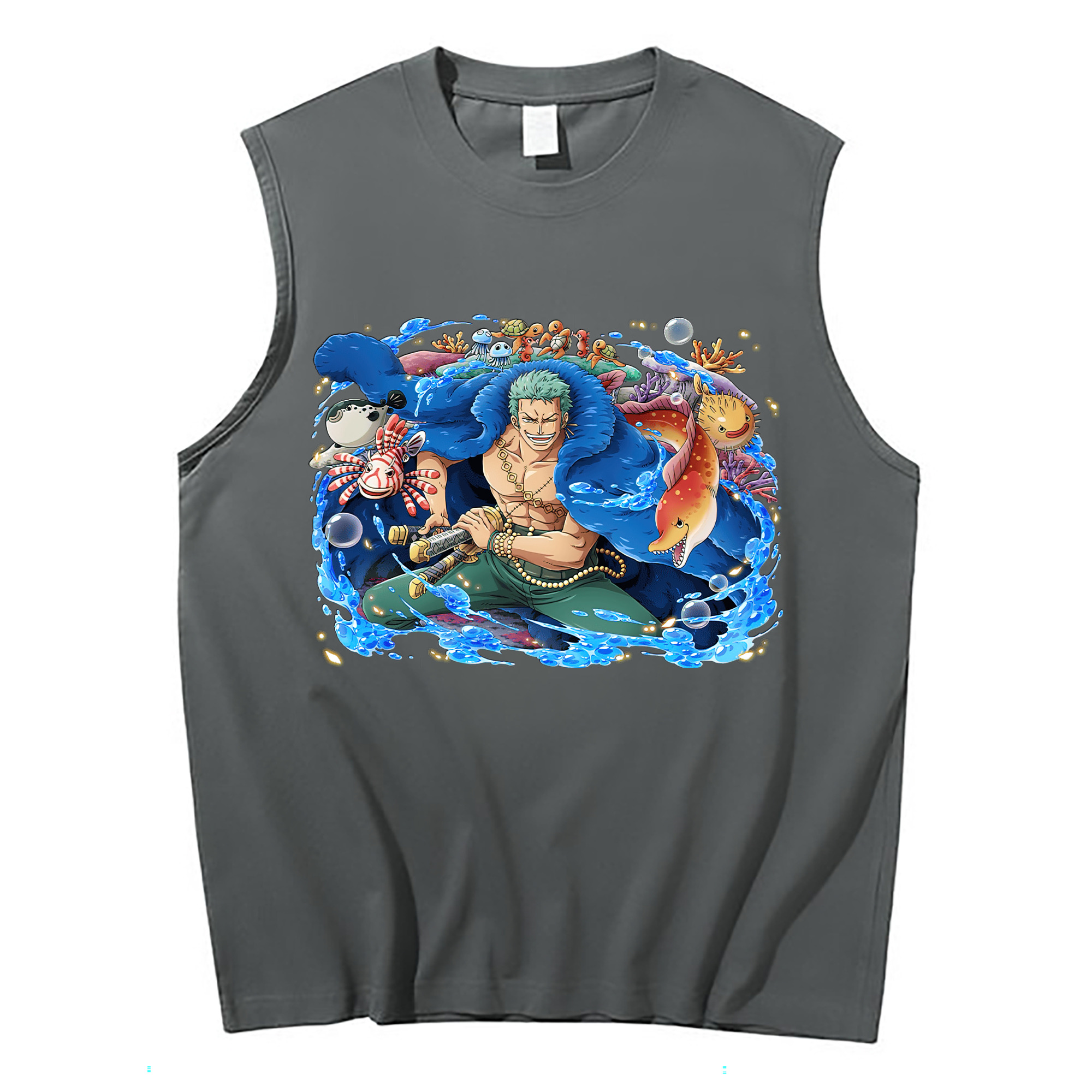 ワンピース ロロノア・ゾロ ONE PIECE Roronoa Zoro コットン100％タンクトップ（フロントプリント）